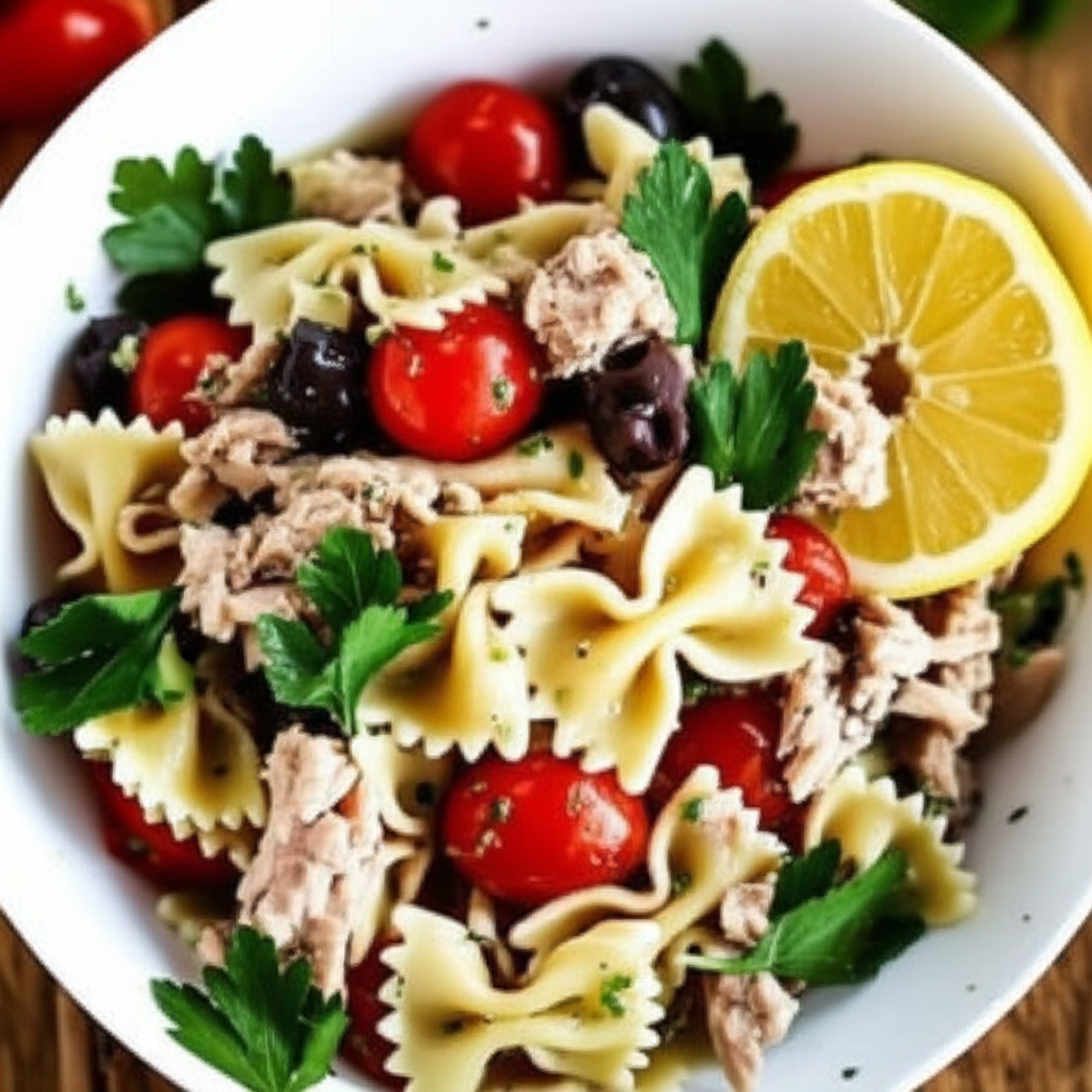 Mediterranean Tuna Pasta Salad with Zesty Herb Dressing