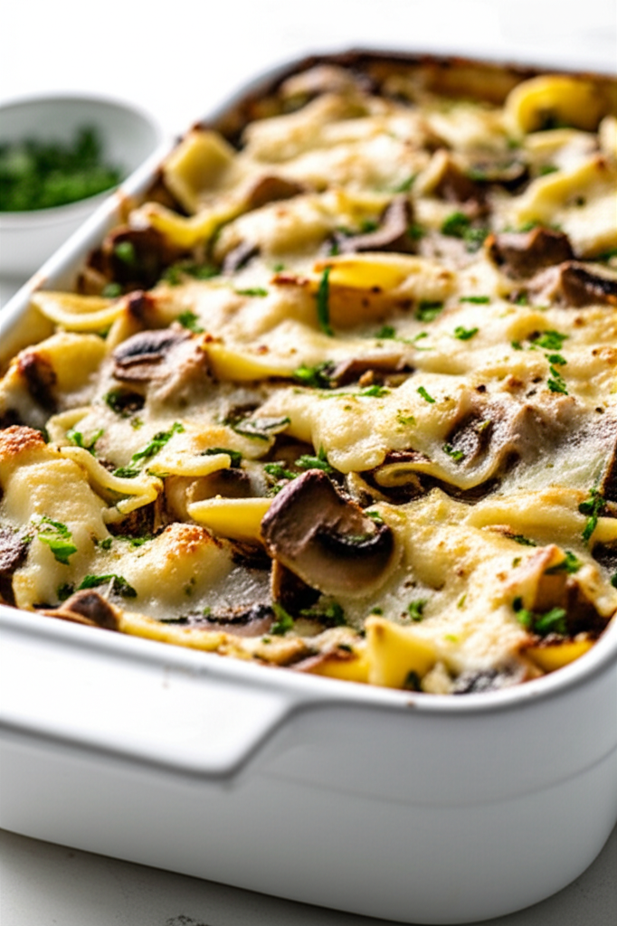 Umami Mushroom and Tuna Pasta Bake