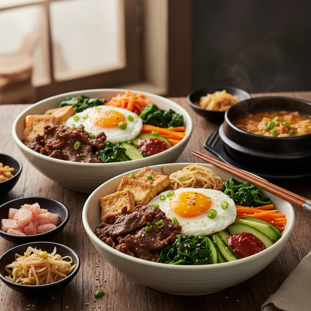 Korean Beef and Tofu Bibimbap Bowls