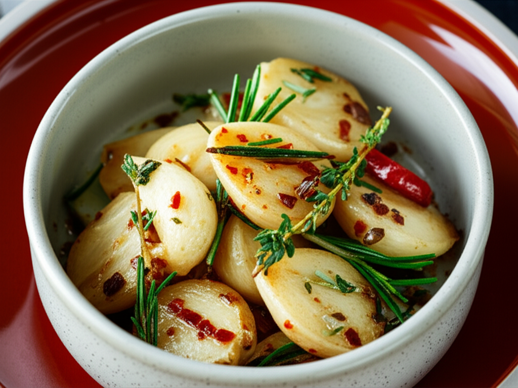 Slow-Roasted Garlic Confit with Chili and Herbs