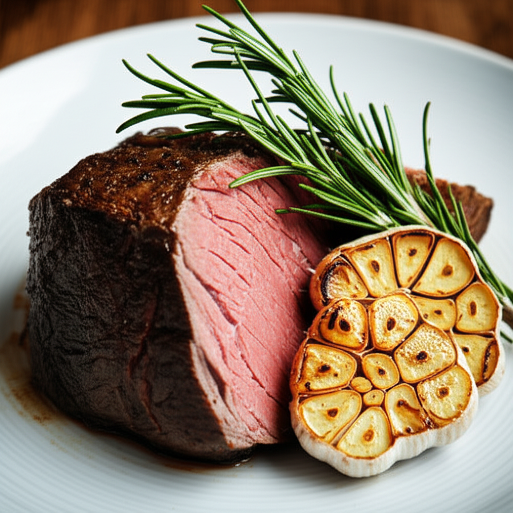 Roasted Beef and Garlic-Infused Onions with Rosemary