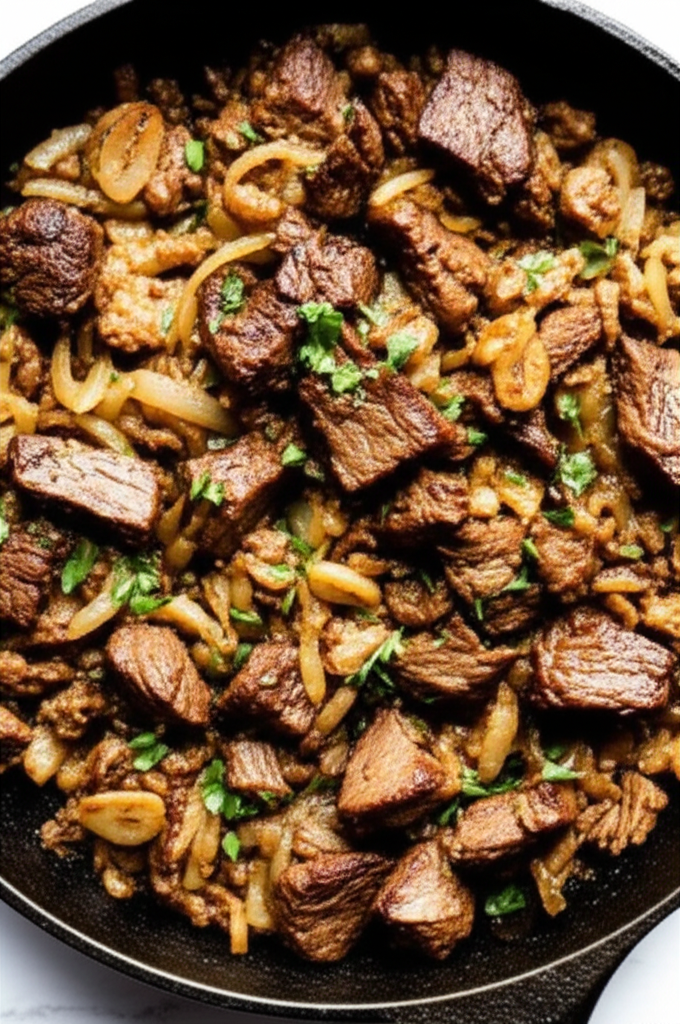 Rustic Beef, Onion, and Garlic Skillet Hash