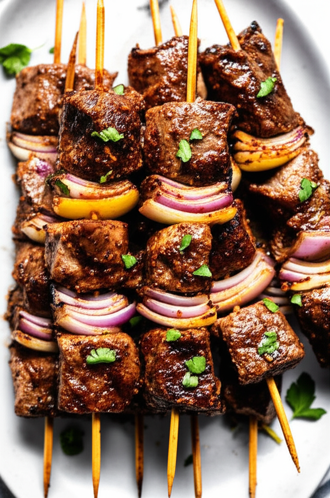 Spiced Beef and Onion Skewers with Smoky Garlic Rub