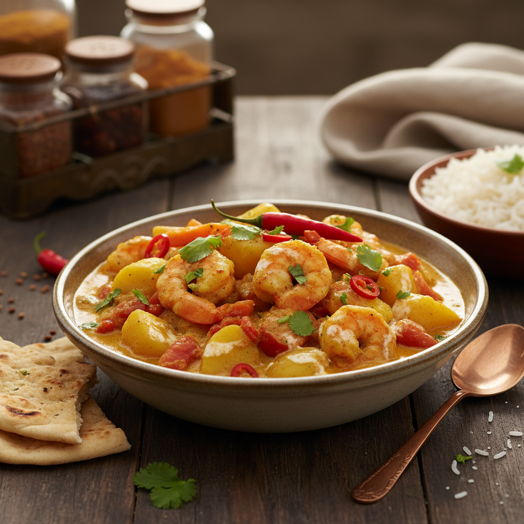 Creamy Shrimp and Potato Curry with Tomato and Carrot