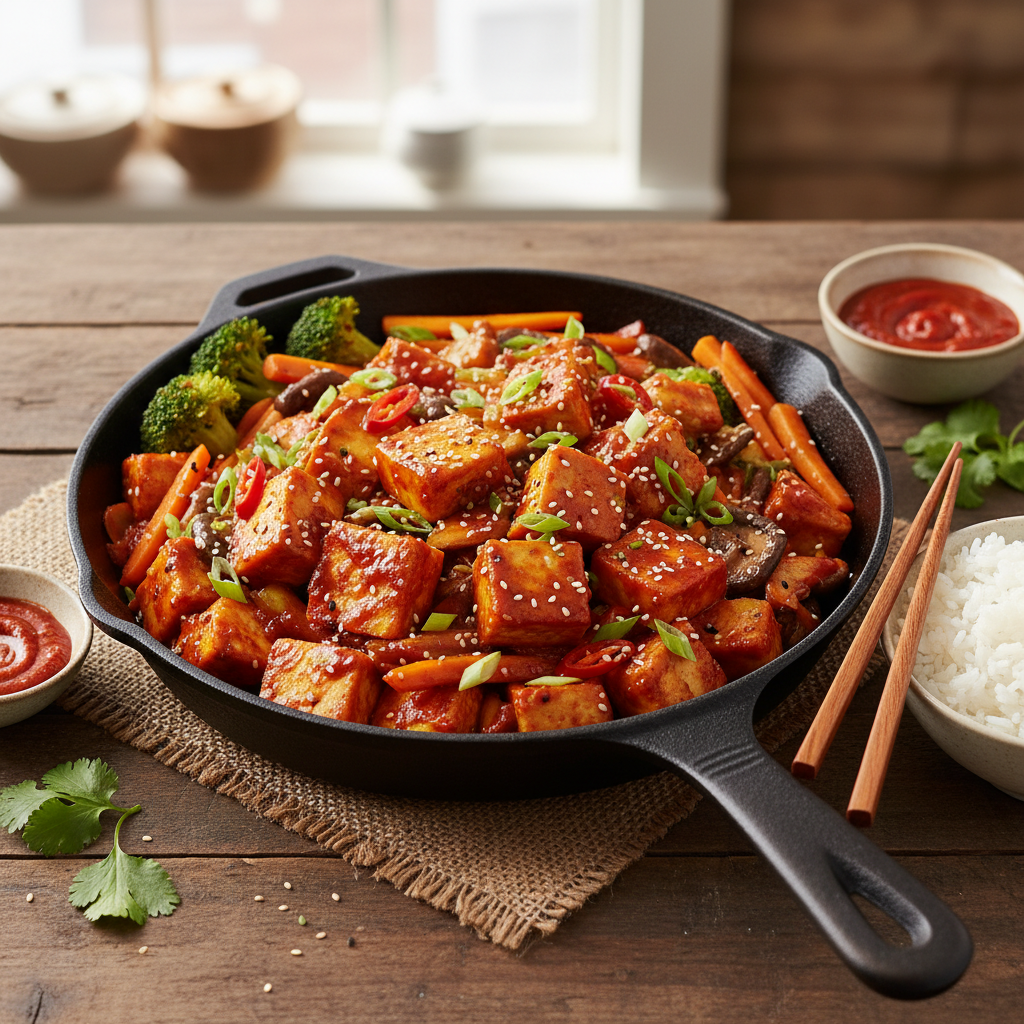 Spicy Gochujang Chicken and Tofu Stir-Fry