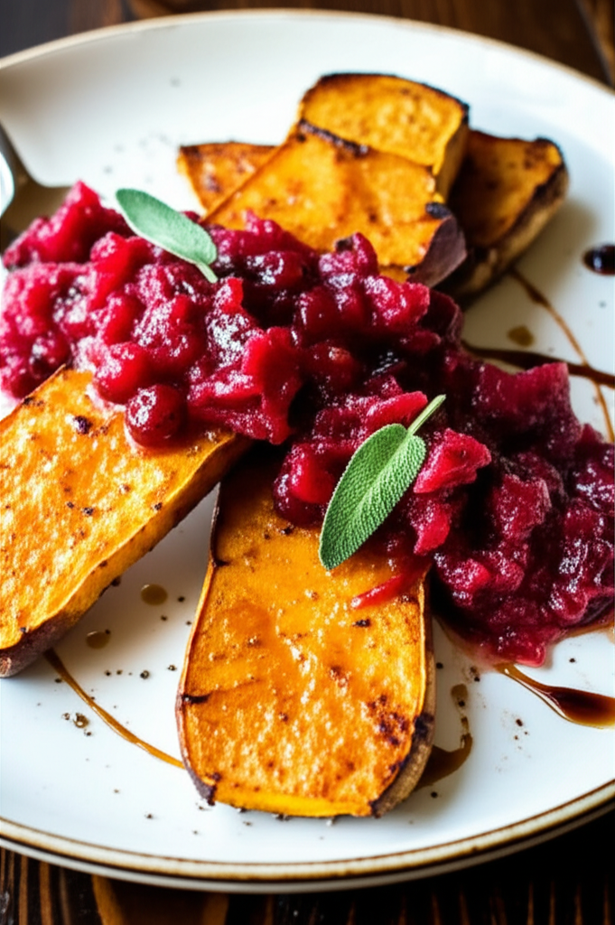 Pan-Seared Butternut Squash Steaks with Peppery Cranberry Compote