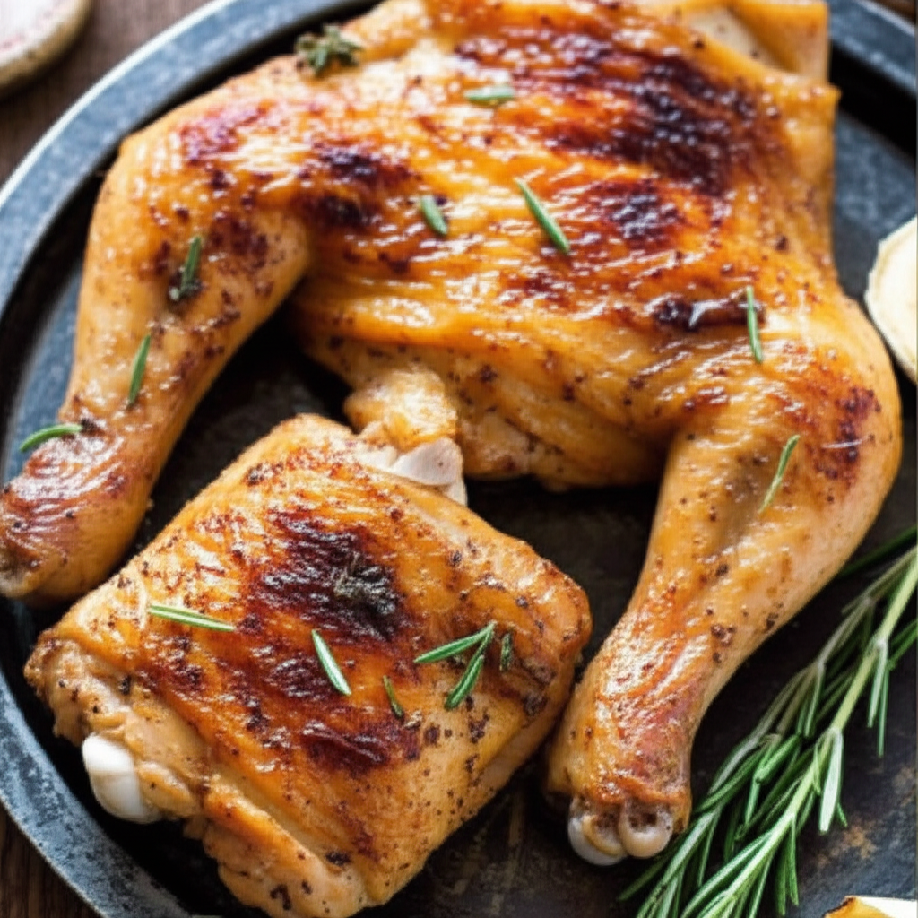Roasted Garlic and Rosemary Chicken Quarters