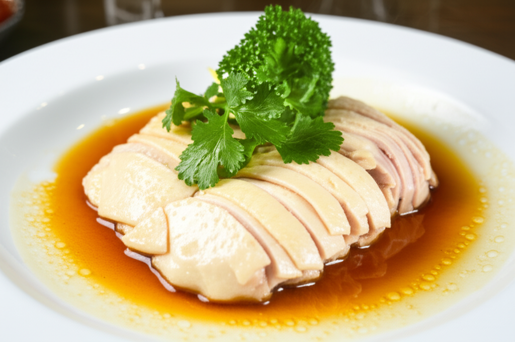 Delicate Poached Chicken with Ginger-Garlic Essence