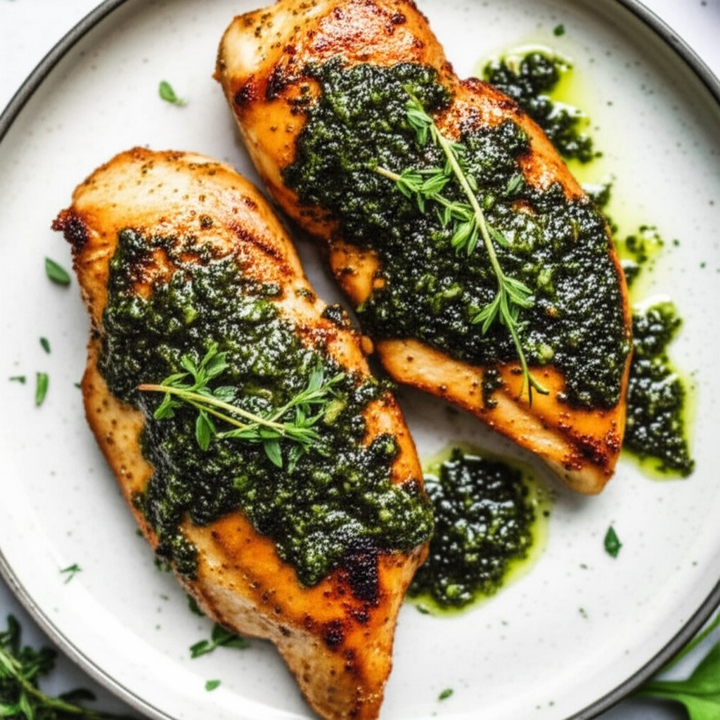 Golden Pan-Seared Chicken with Aromatic Herb Drizzle