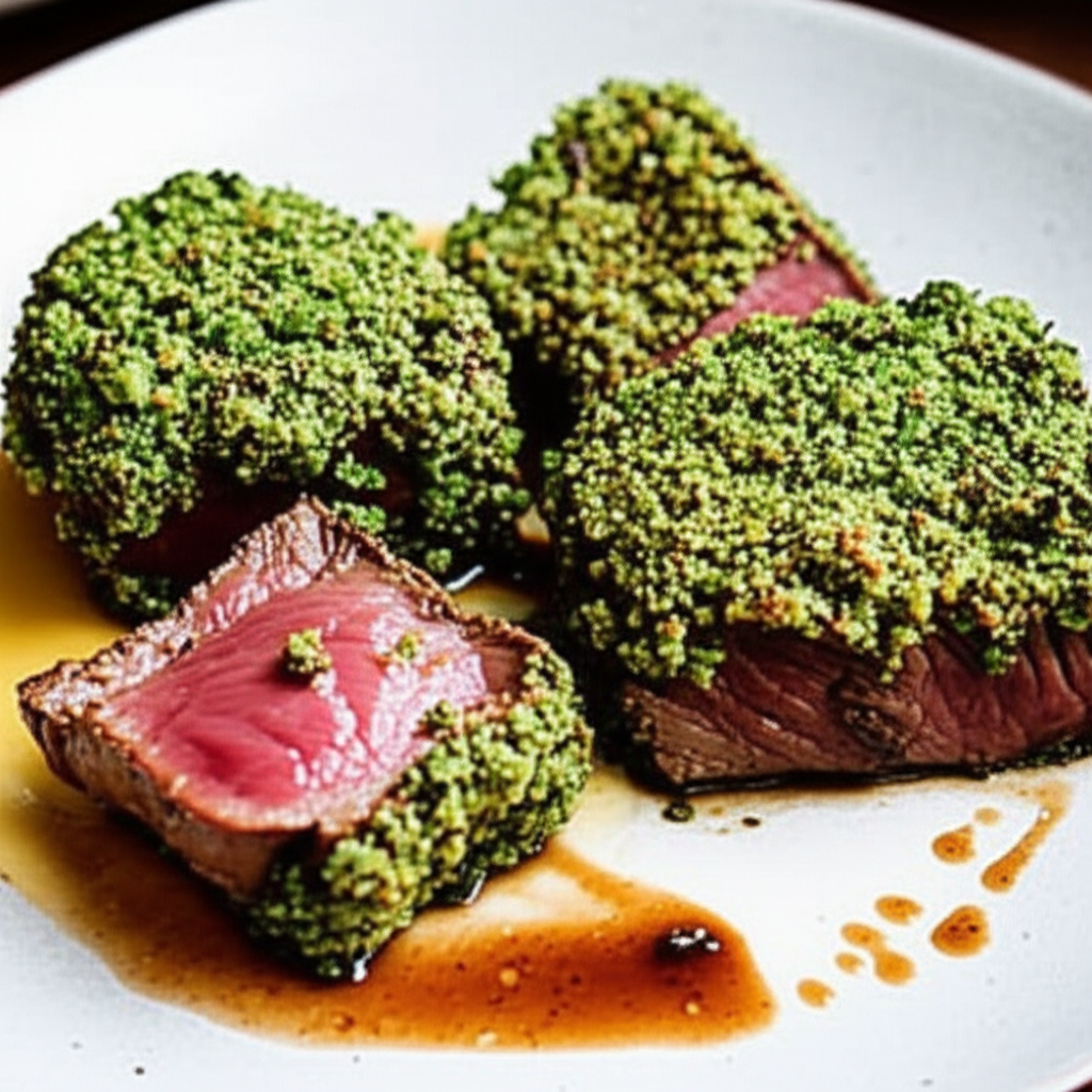Seared Beef Medallions with Aromatic Herb Crust