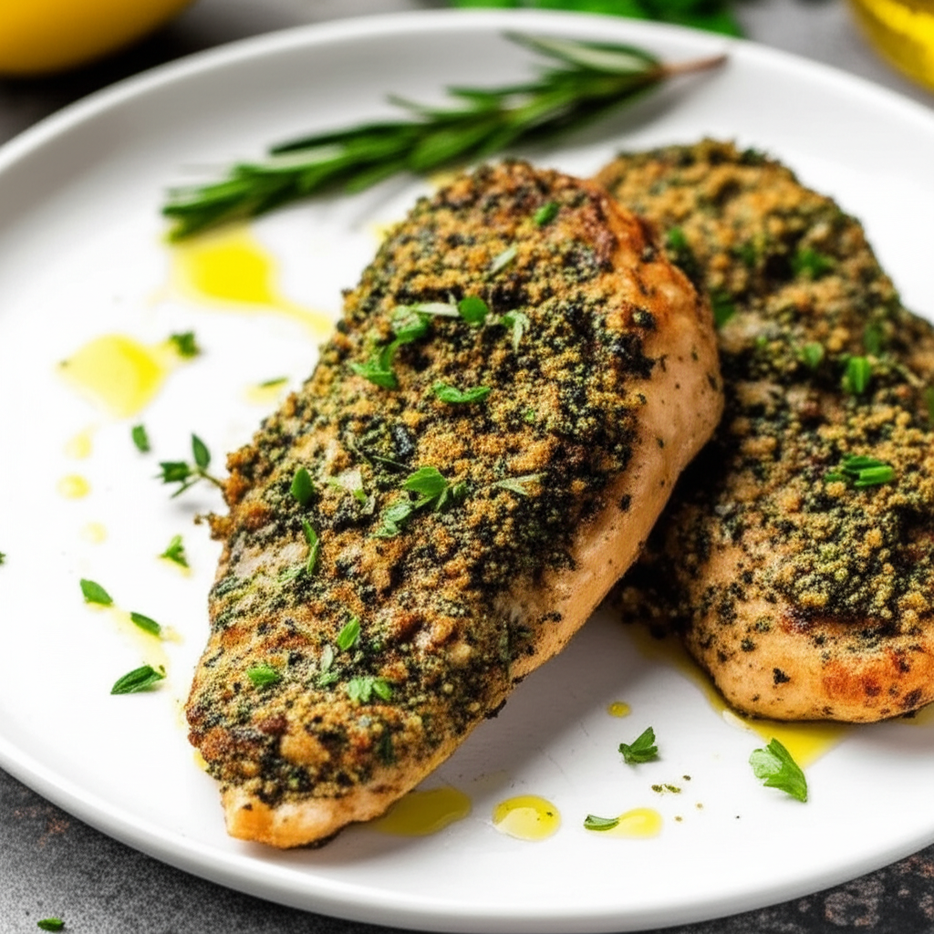 Pan-Seared Chicken with Aromatic Herb Crust