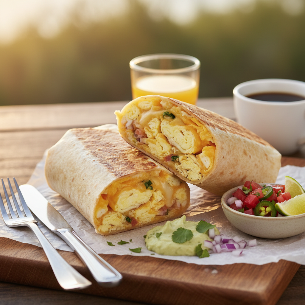 Breakfast Burrito with Scrambled Eggs and Cheese