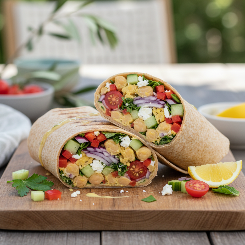 Mediterranean Chickpea Salad Wrap
