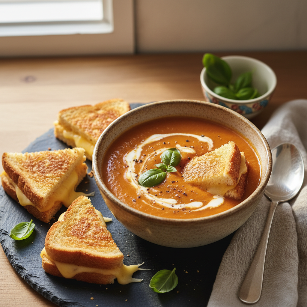 Tomato Soup with Mini Grilled Cheese