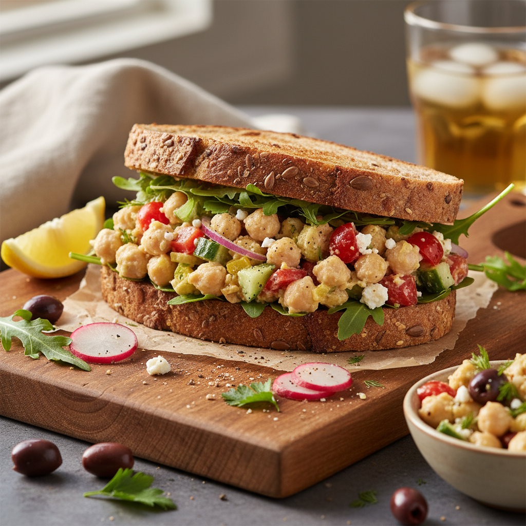 Mediterranean Chickpea Salad Sandwich
