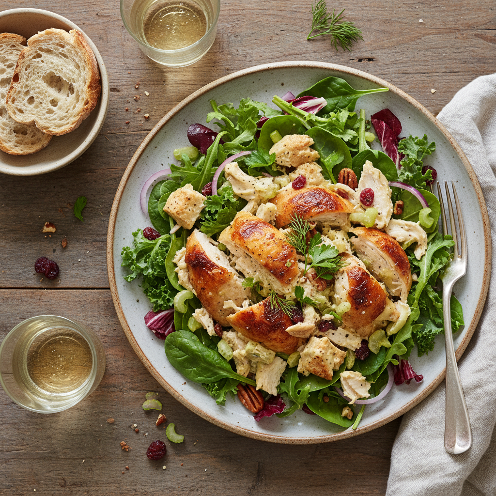 Leftover Roasted Chicken Salad with Greens