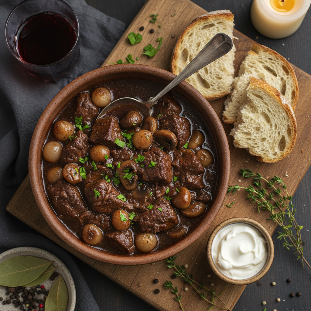 Classic Beef Bourguignon (Simplified Version)