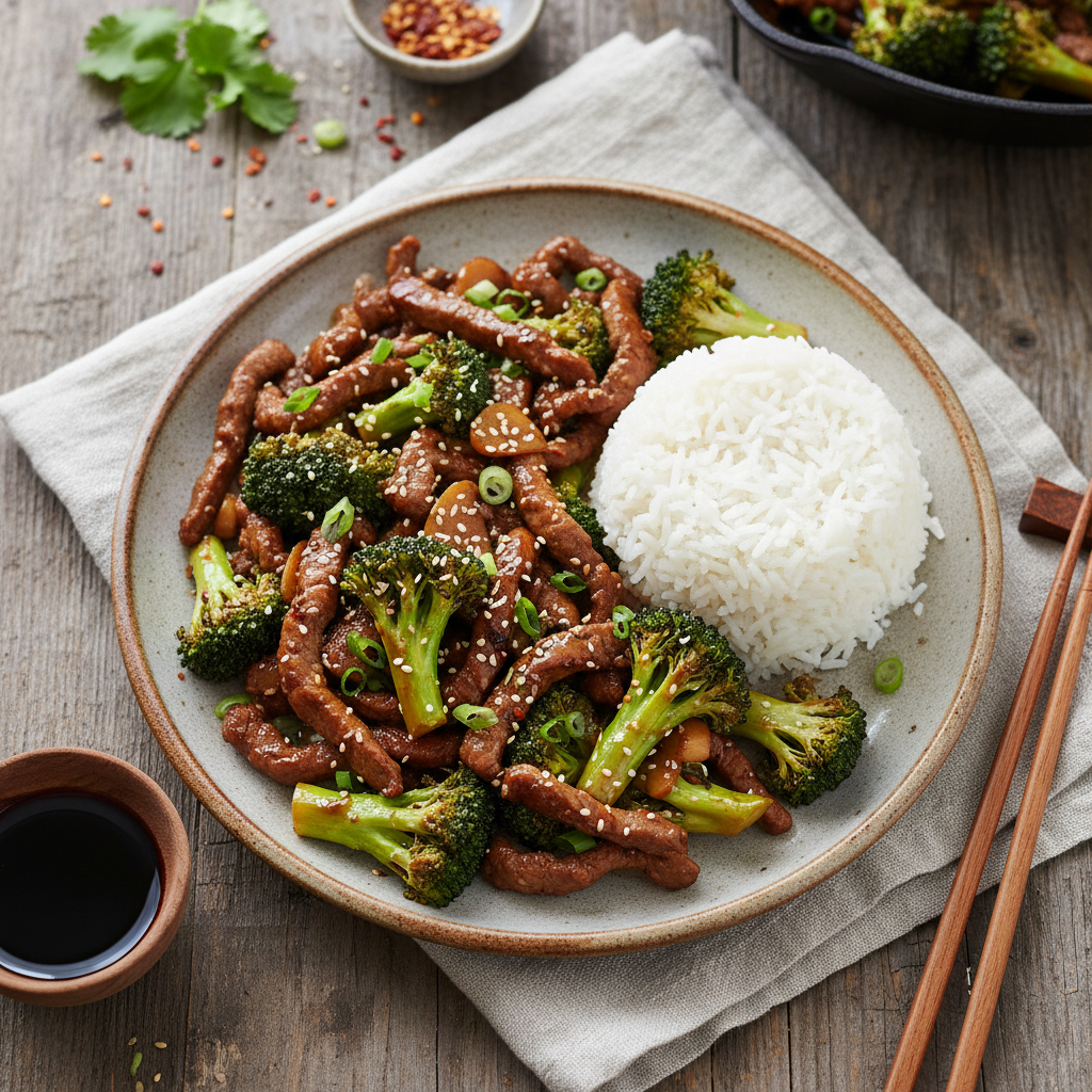 Quick Beef and Broccoli Stir-fry with Rice
