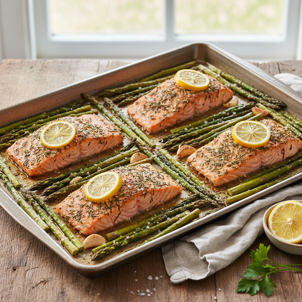 Sheet Pan Lemon Herb Salmon with Asparagus