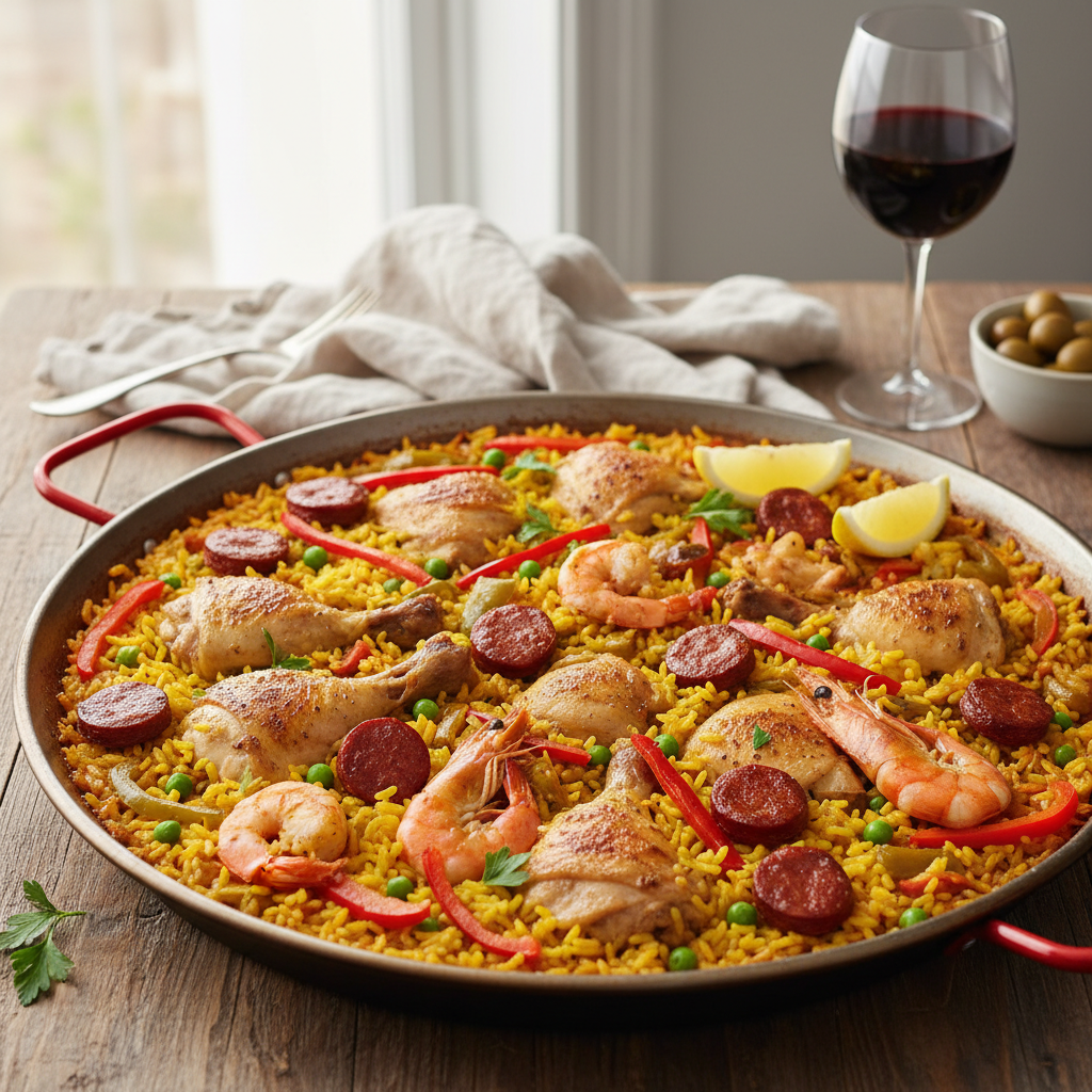Spanish Paella with Chicken and Chorizo