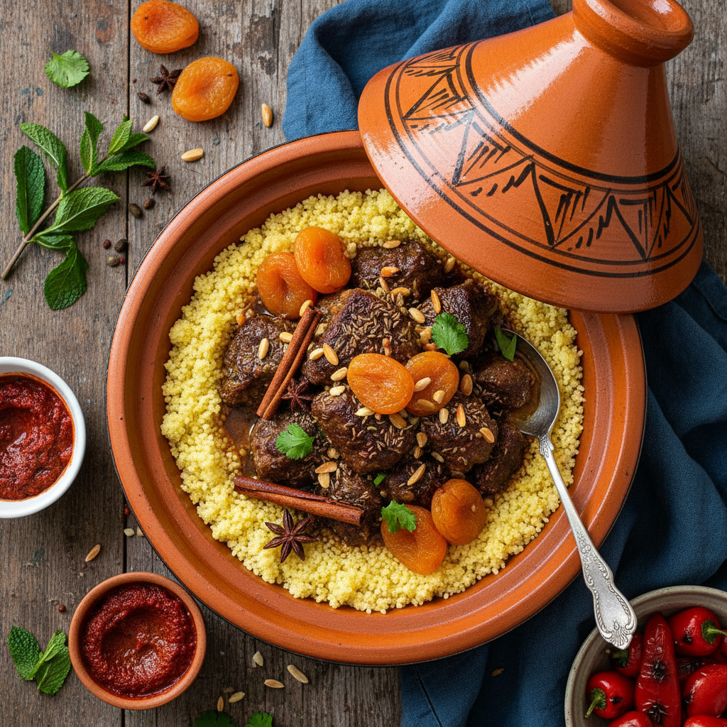 Beef Tagine with Couscous and Apricots