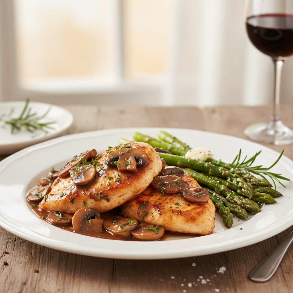 Chicken Marsala with Roasted Asparagus