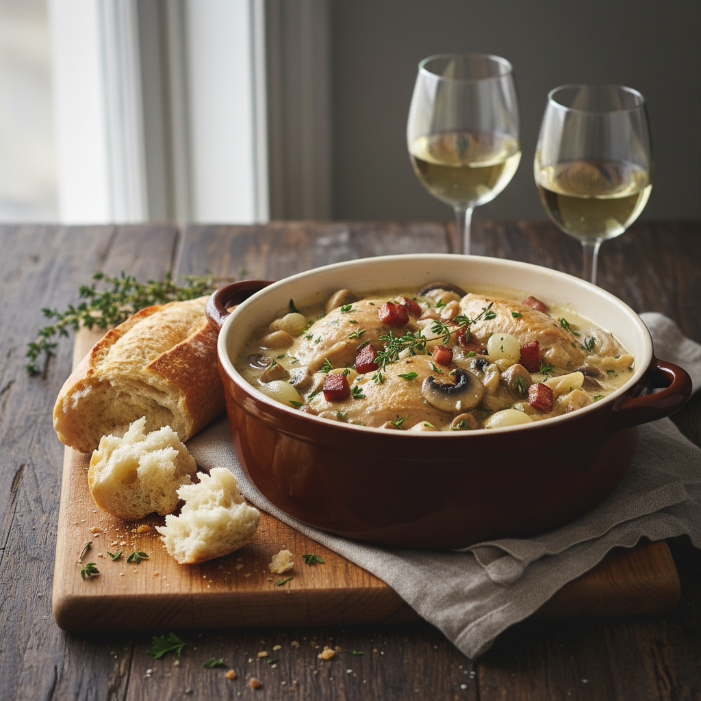 Classic French Coq au Vin Blanc