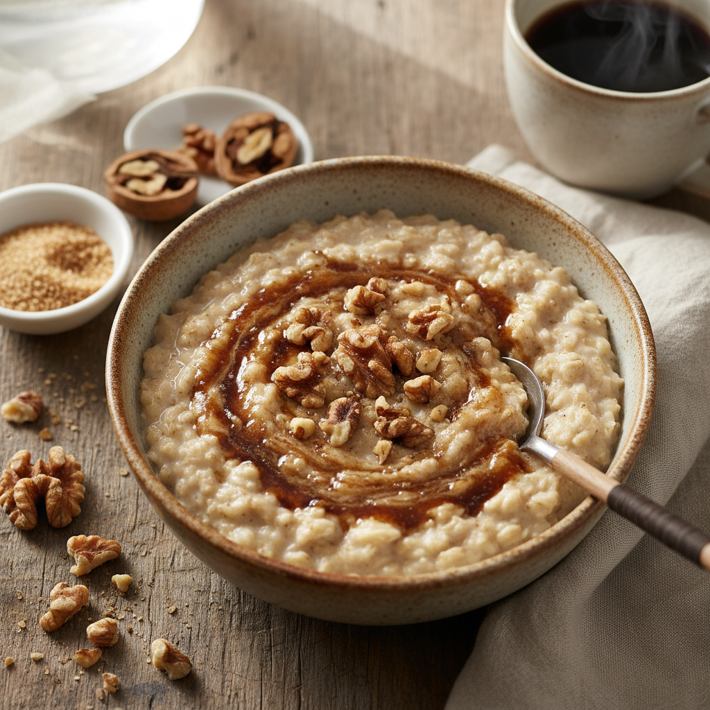 Classic Oatmeal with Brown Sugar and Walnuts