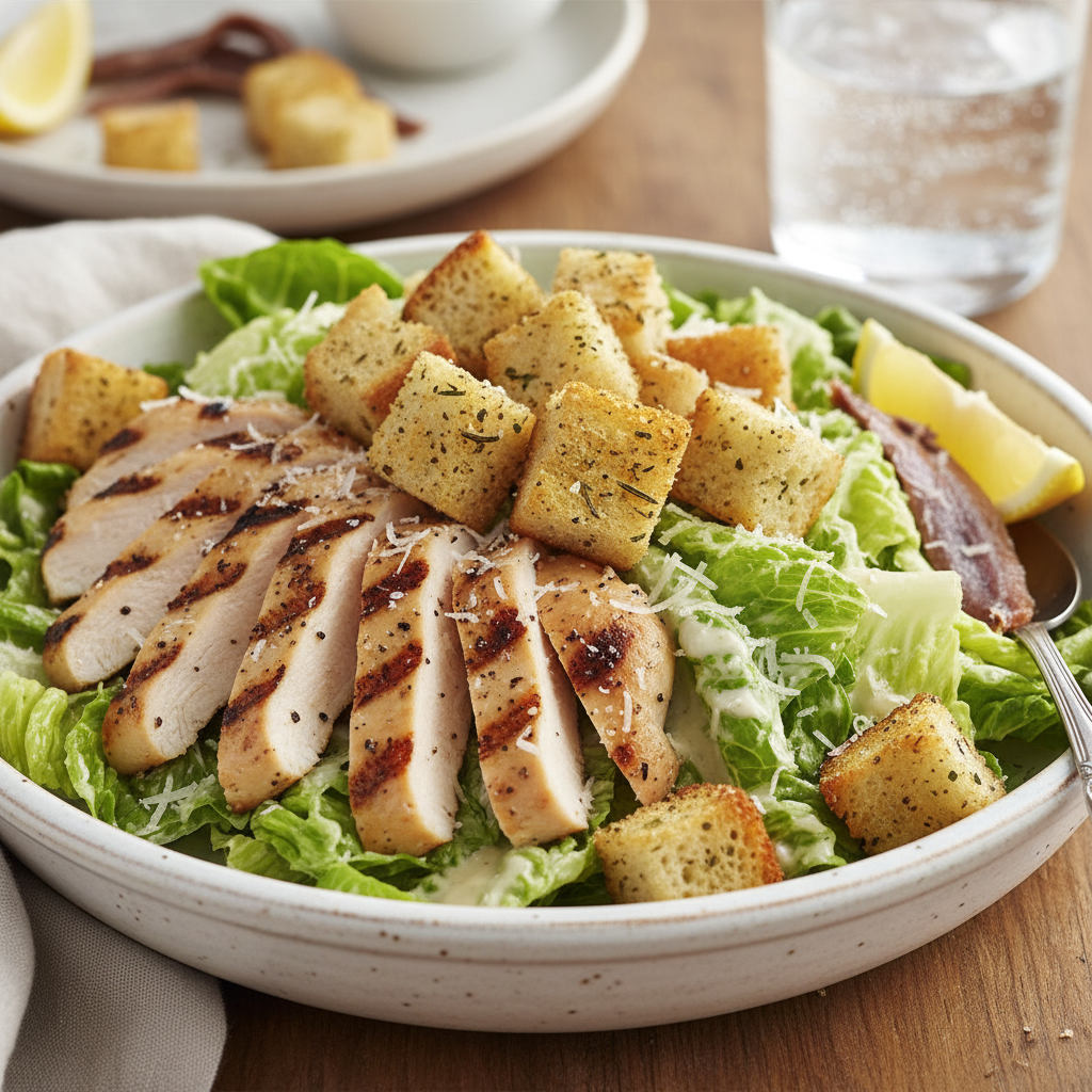 Chicken Caesar Salad with Homemade Croutons