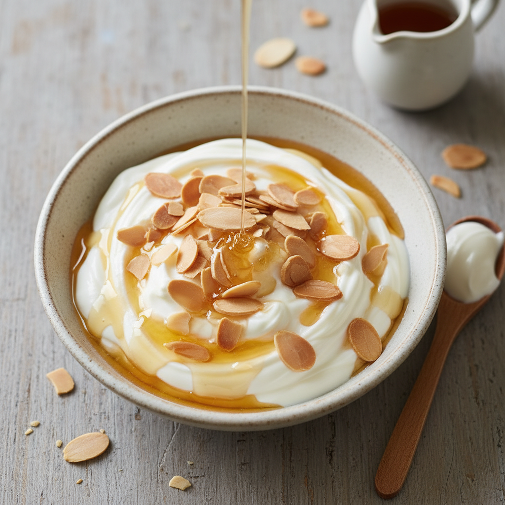 Greek Yogurt with Honey and Sliced Almonds
