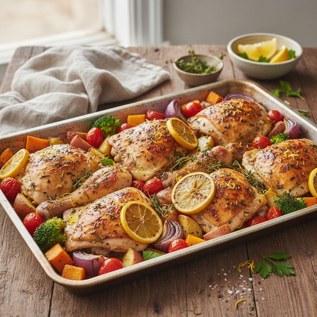 Sheet Pan Lemon Herb Roasted Chicken and Vegetables