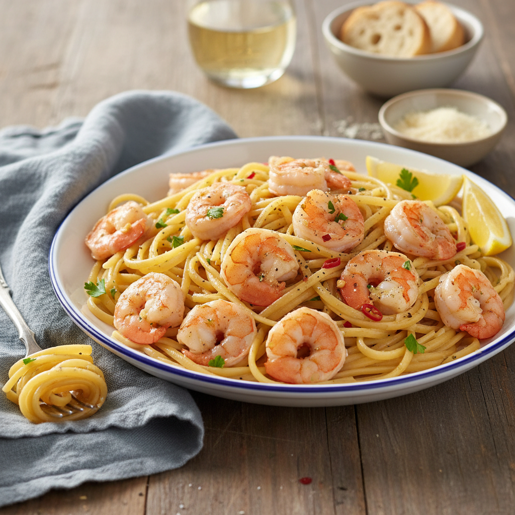 Simple Shrimp Scampi with Linguine