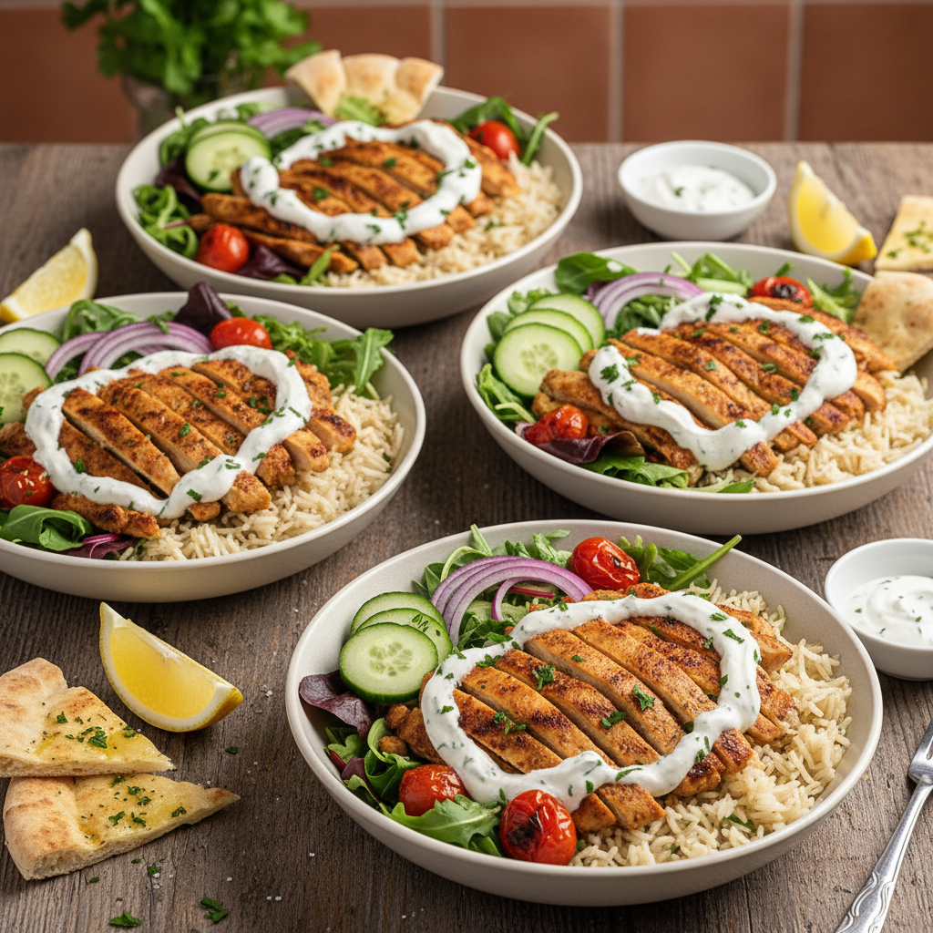 Chicken Shawarma Bowls with Garlic Sauce