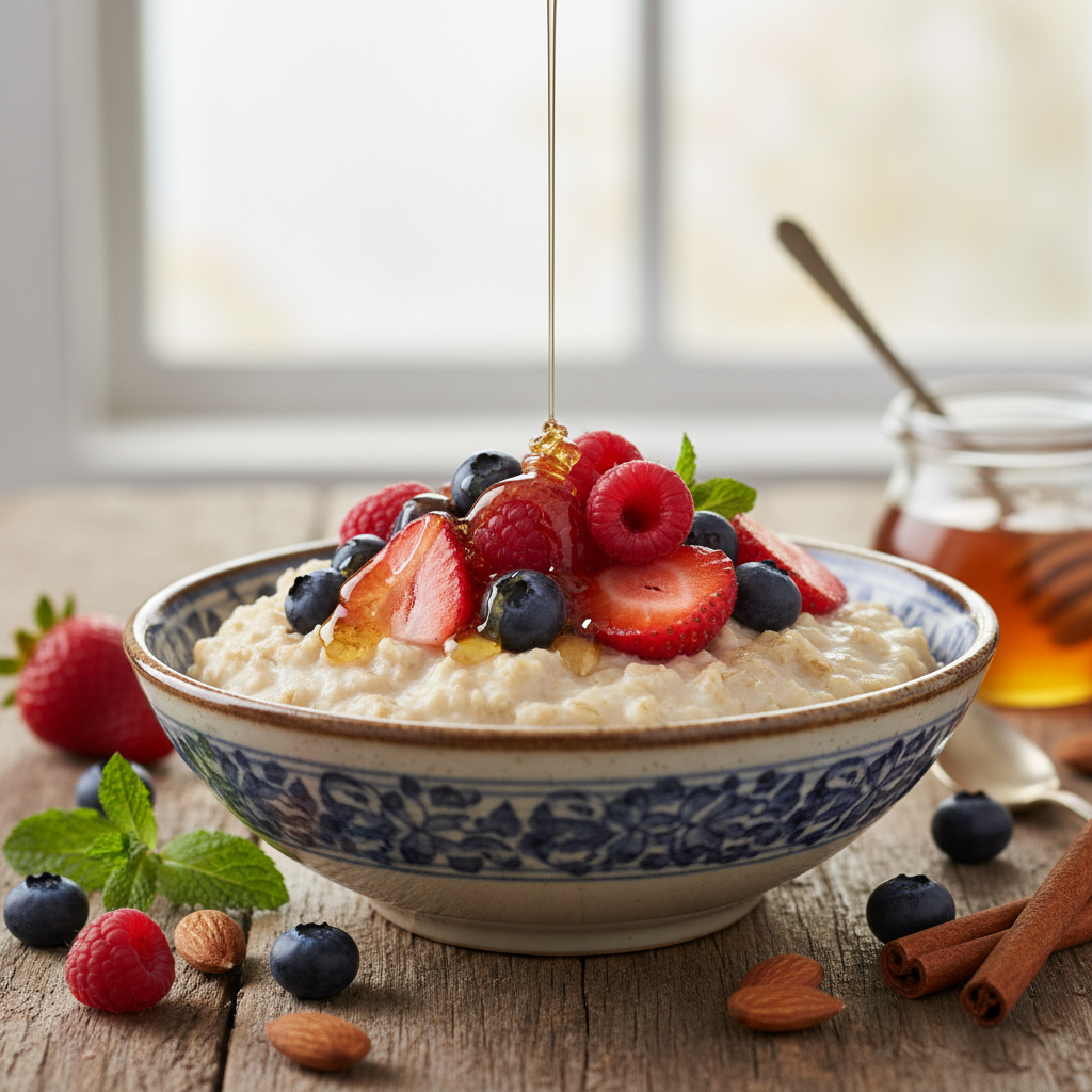 Speedy Oatmeal with Berries and Honey