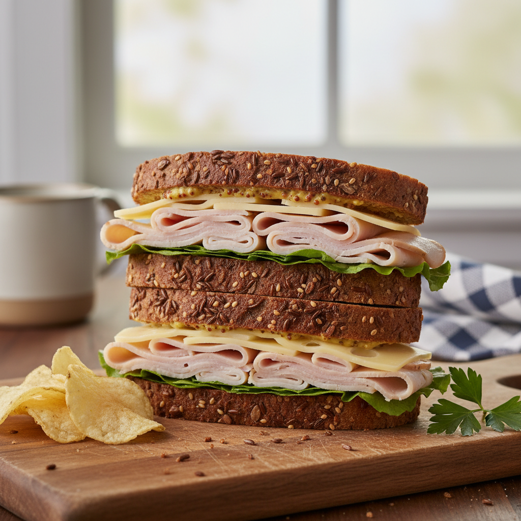 Simple Turkey and Swiss Sandwich on Rye