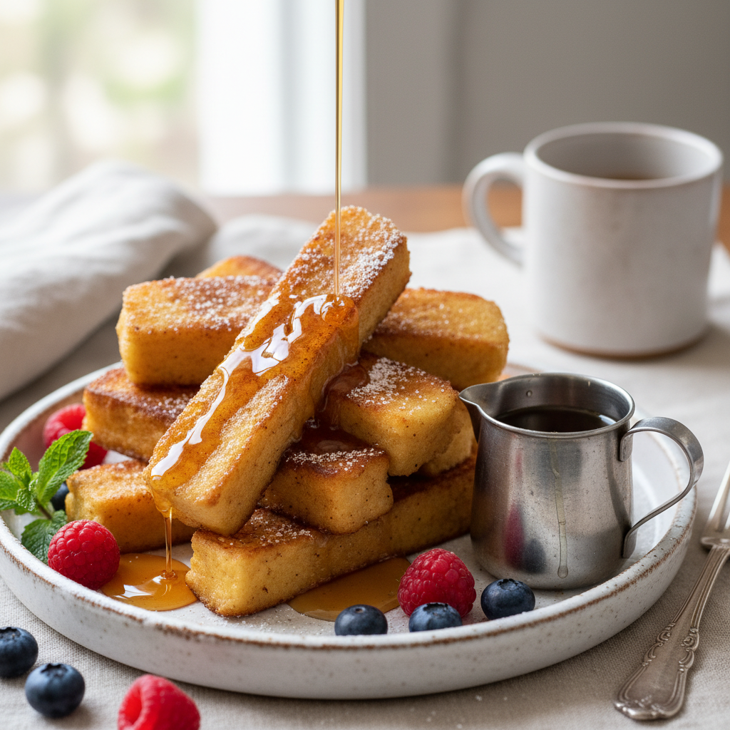Simple French Toast Sticks with Maple Syrup