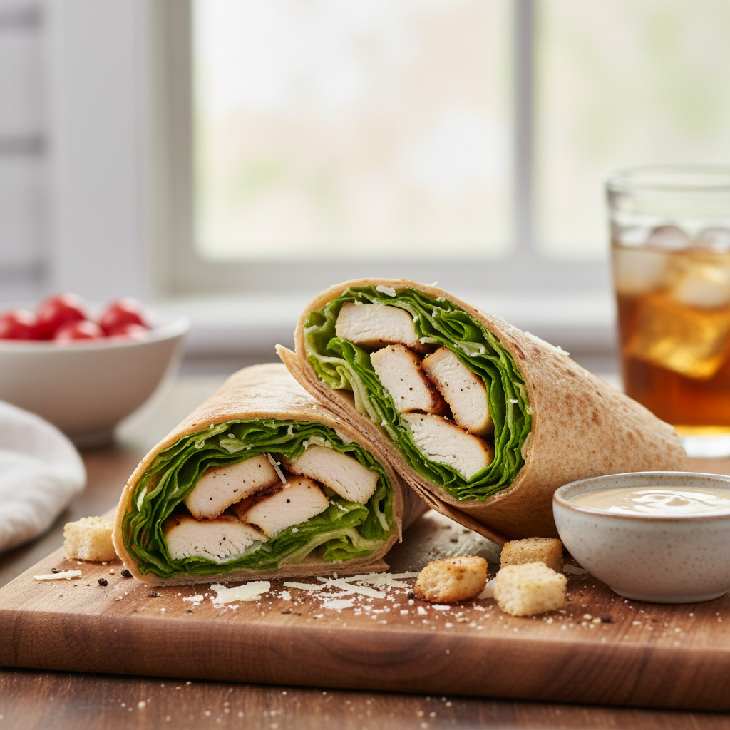 Quick Chicken Caesar Wrap with Romaine