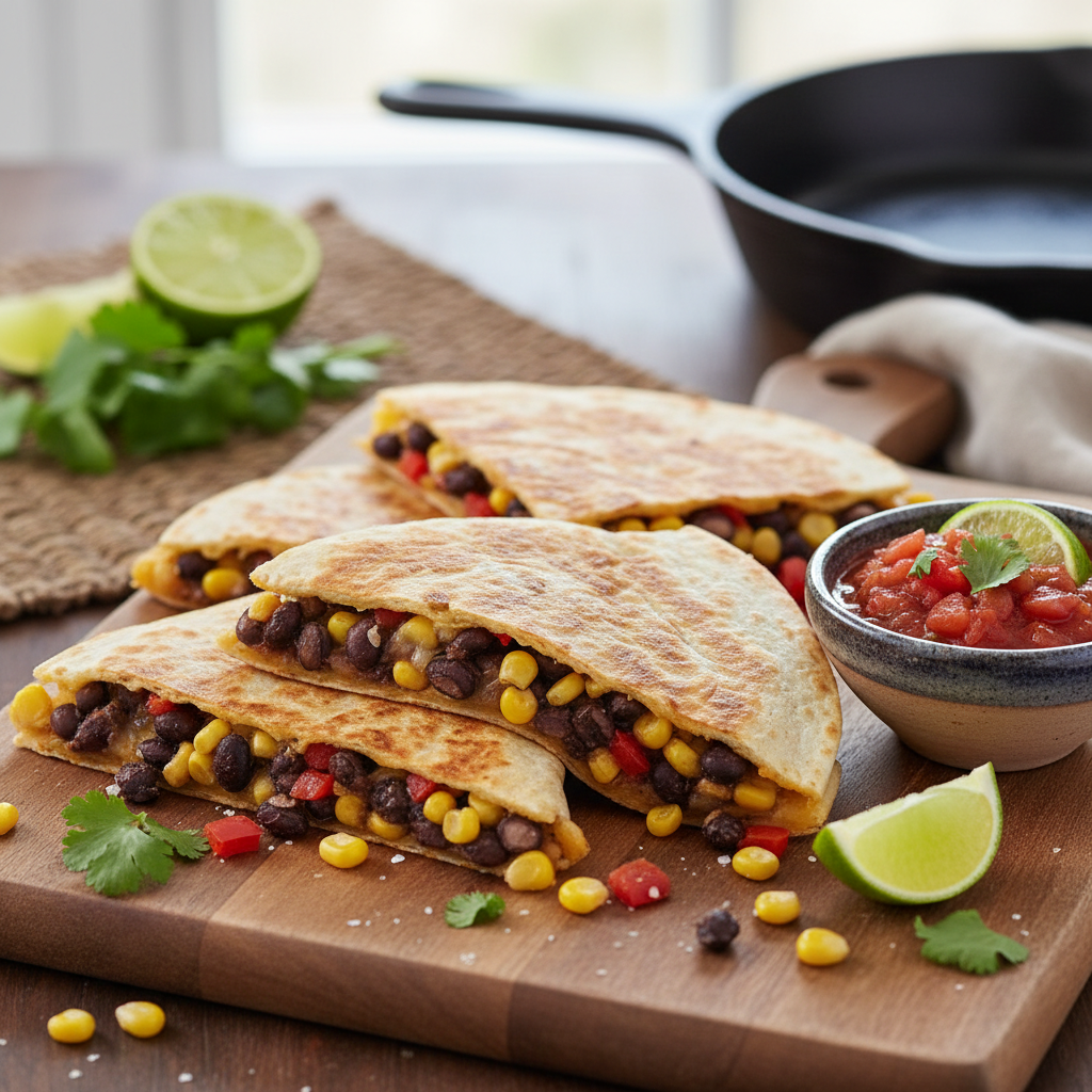 Black Bean and Corn Quesadillas with Salsa
