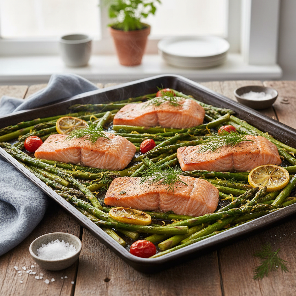 One-Pan Salmon with Asparagus and Dill