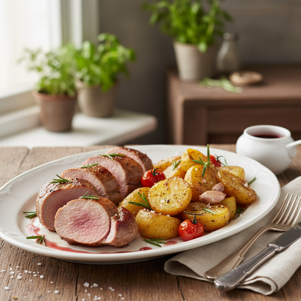 Pork Tenderloin Medallions with Rosemary Roasted Potatoes
