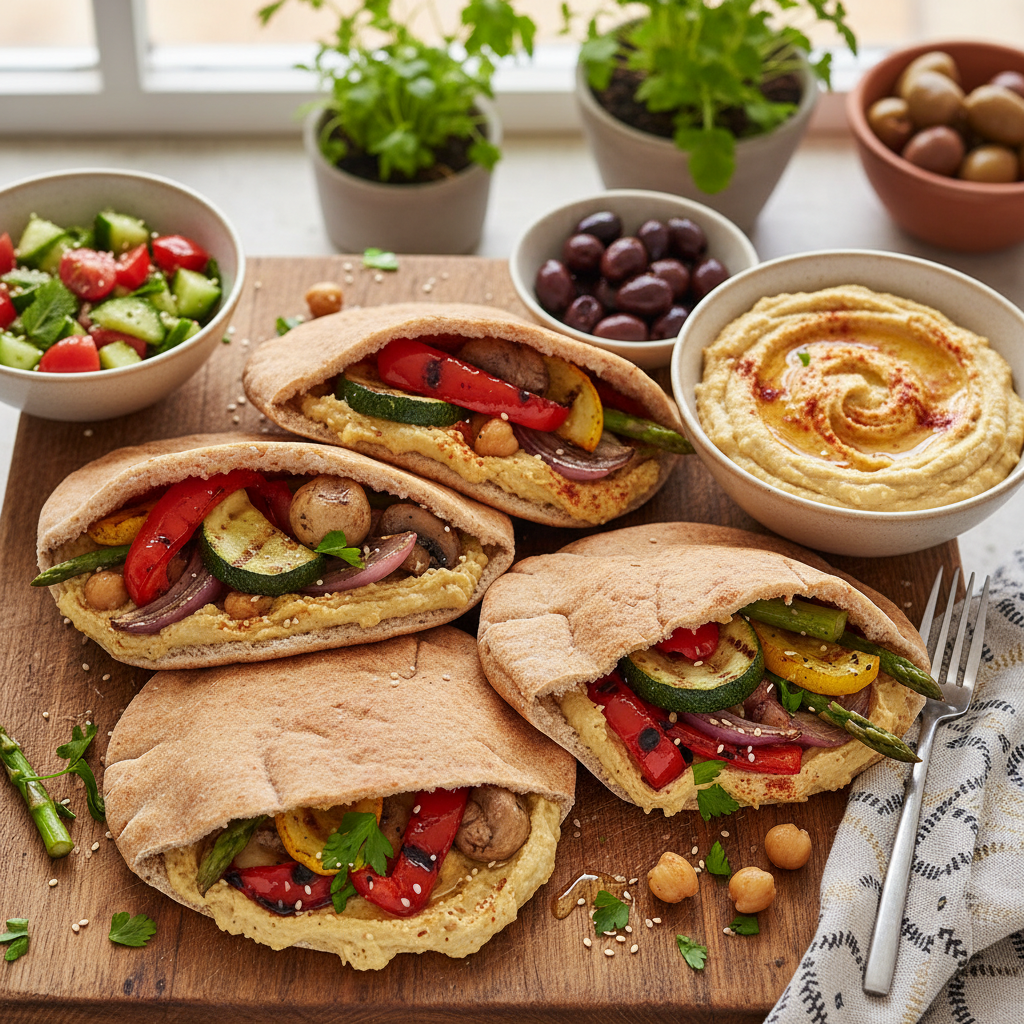 Hummus and Grilled Vegetable Pita Pockets