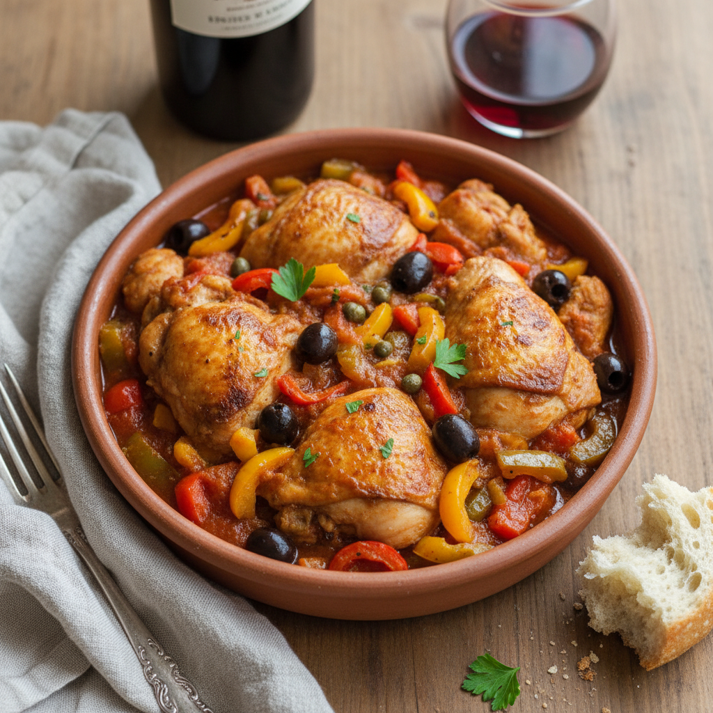 Chicken Cacciatore with Bell Peppers and Olives