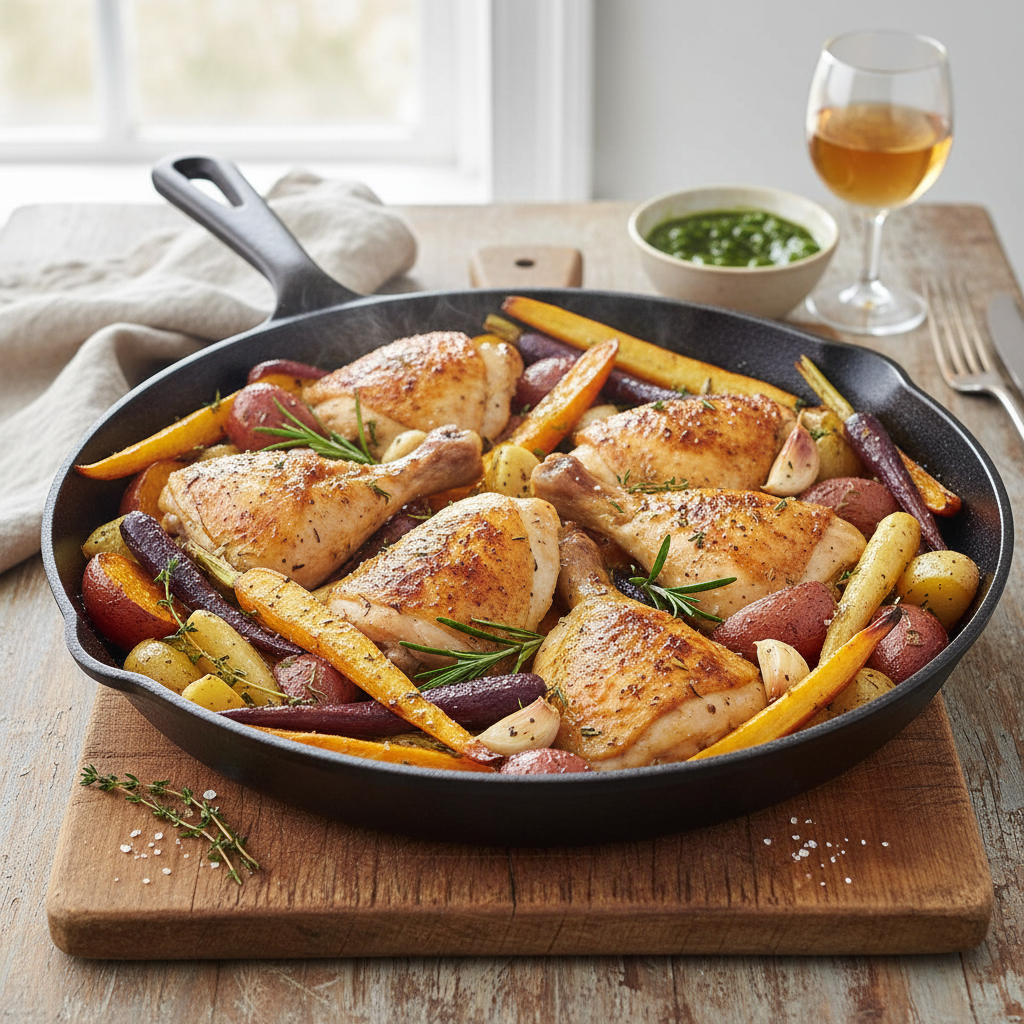One-Pan Roasted Chicken and Root Vegetables