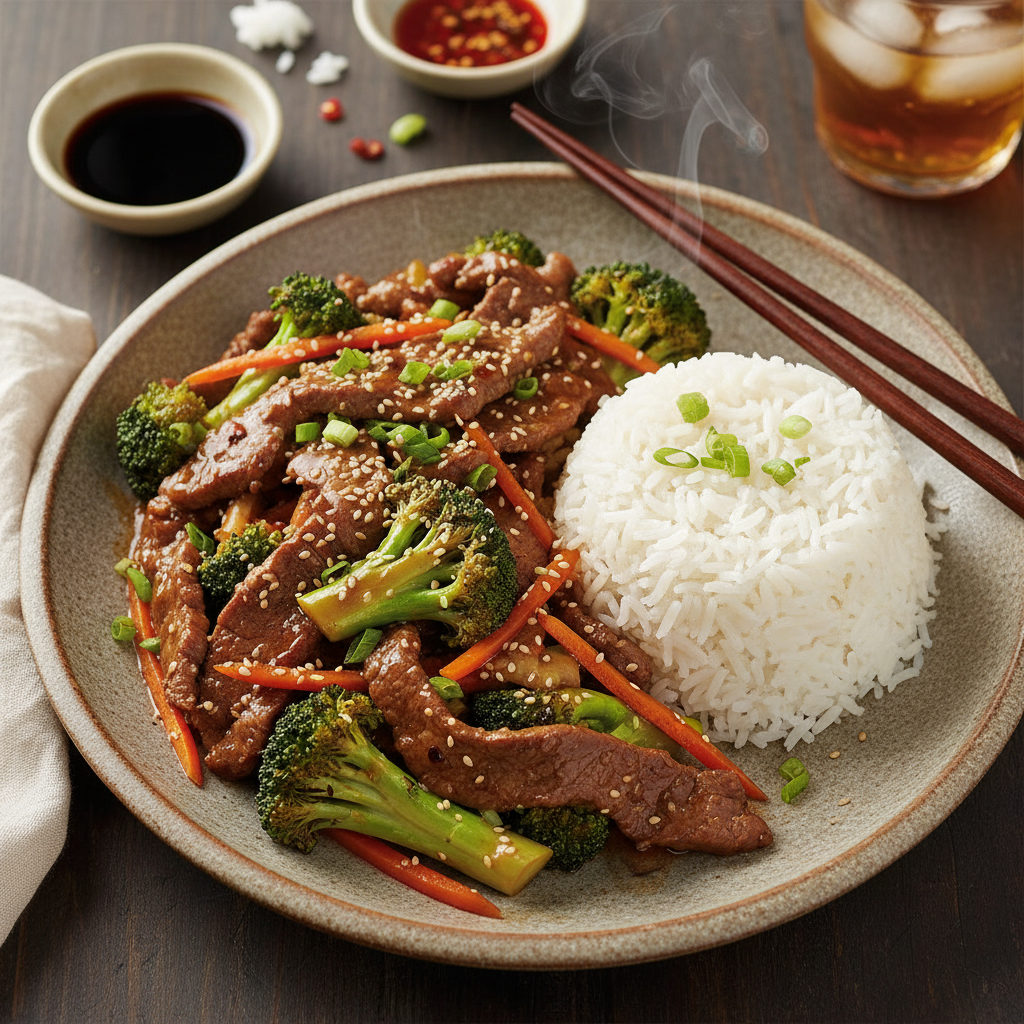 Beef and Broccoli Stir-fry with Jasmine Rice