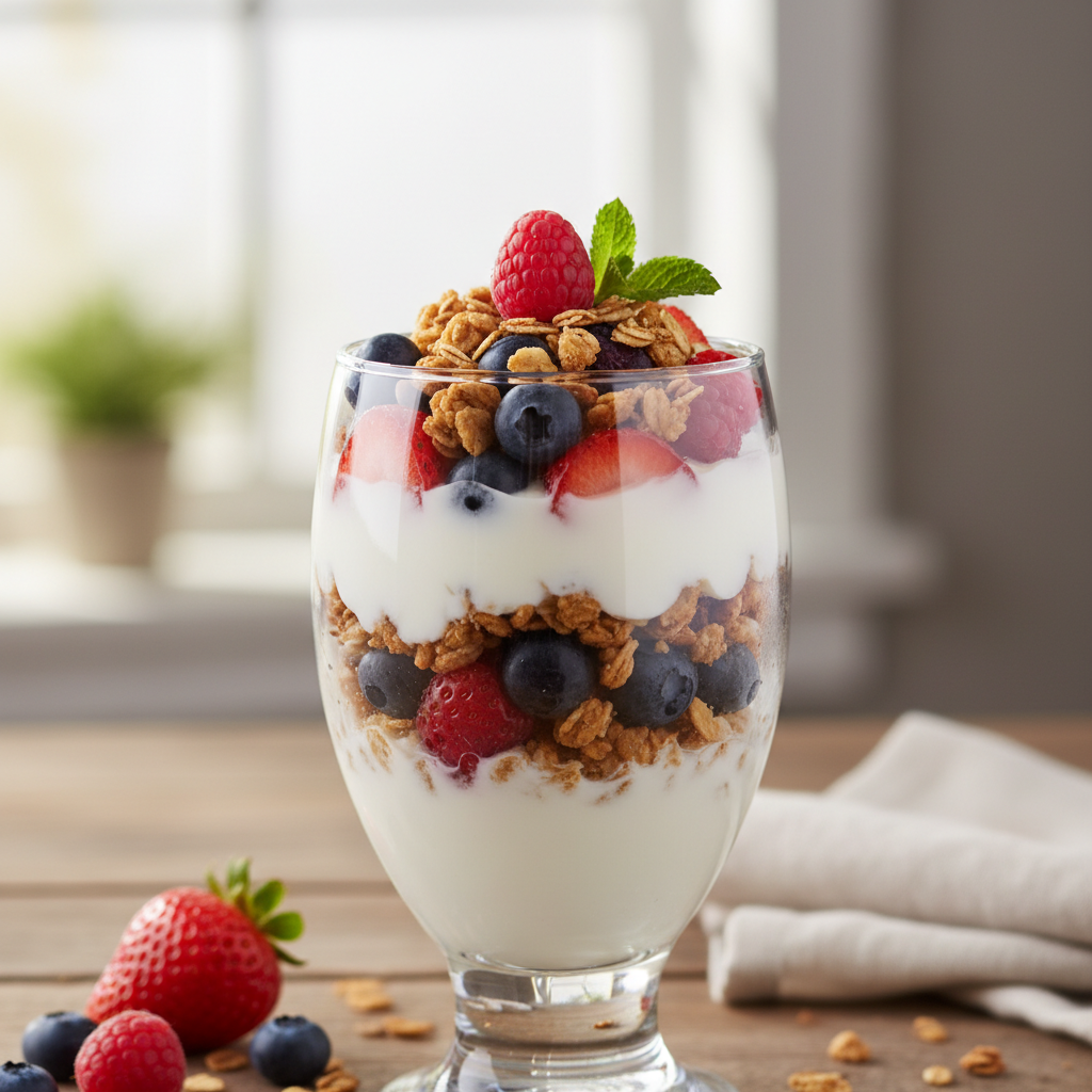 Greek Yogurt Parfait with Berries and Granola