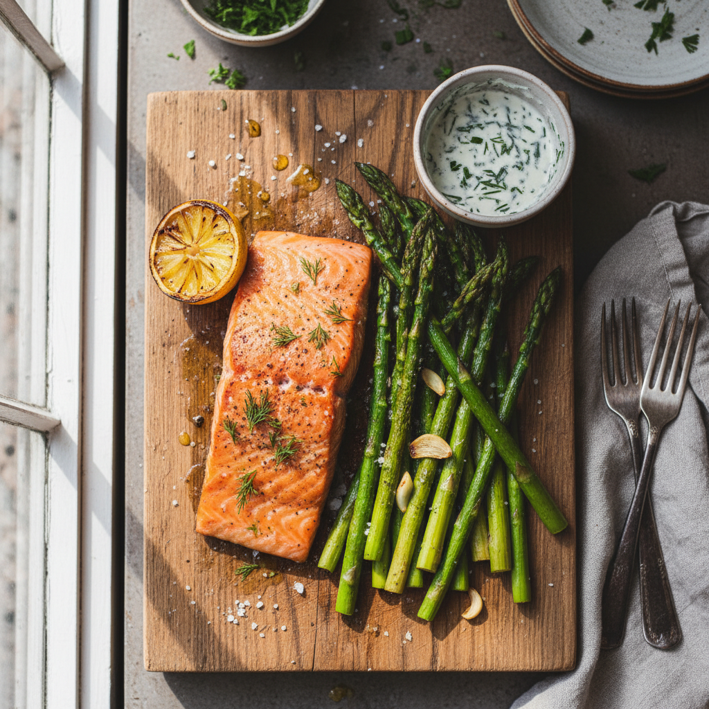 Simple Baked Salmon with Asparagus