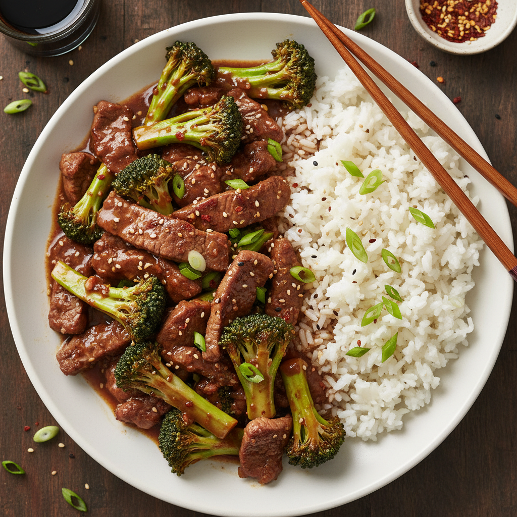 Beef and Broccoli Stir-fry with Rice