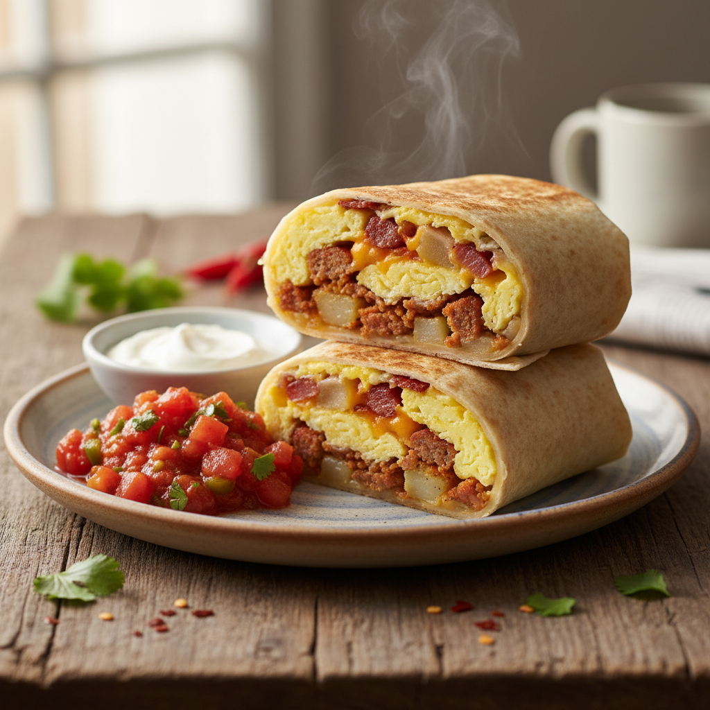 Speedy Breakfast Burrito with Salsa