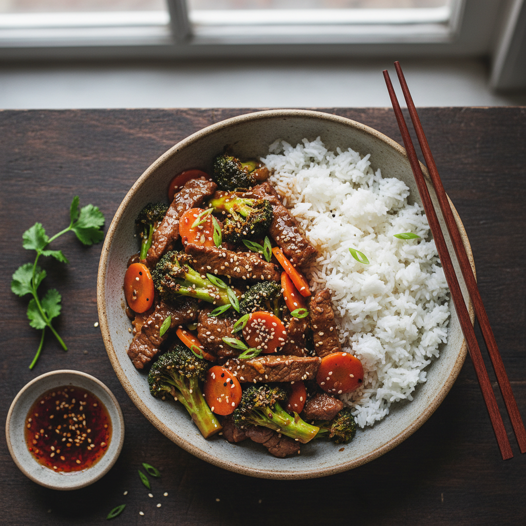 Quick Beef and Broccoli Stir-fry with Rice