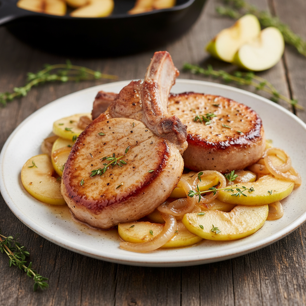 Pork Chops with Sautéed Apples and Onions